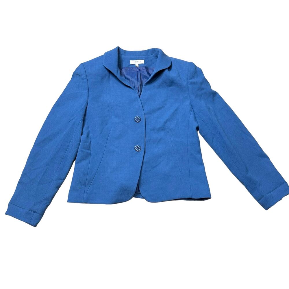 Vintage Bigio Collection Blue Wool Blazer Jacket Size 16 Classic Professional